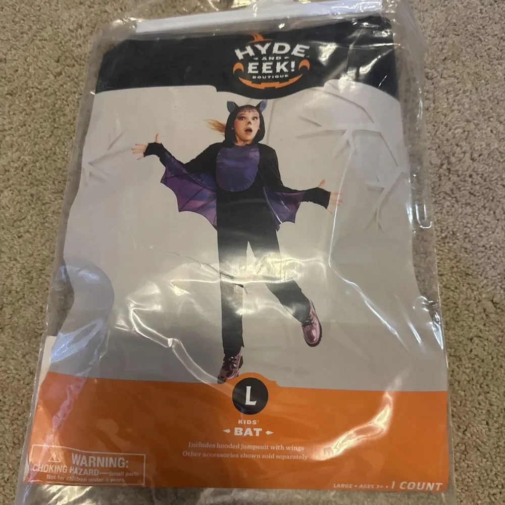 Hyde & Eek Midnight Bat Halloween Costume Black/Purple Large (10-12)